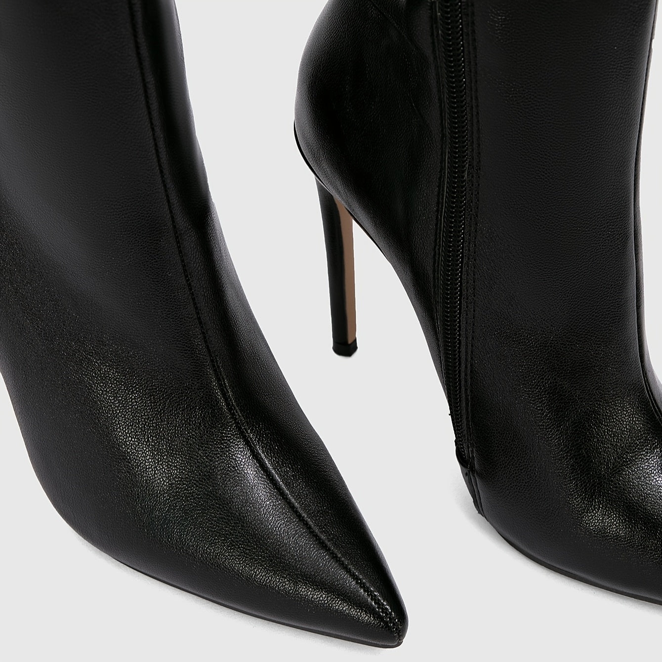 WL Boutique | Black Pointed-Toe Stiletto Ankle Boots with Golden Zipper