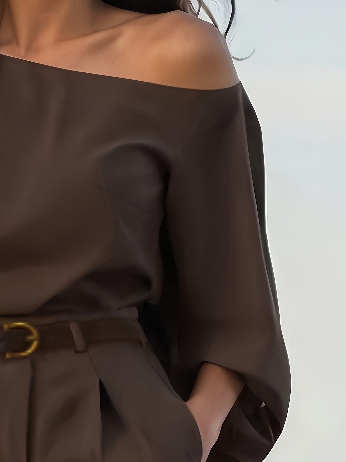 Bruna Aeppli by WL Boutique | Elegant Off-Shoulder Balloon Sleeve Blouse &amp; Wide-Leg Pants Set