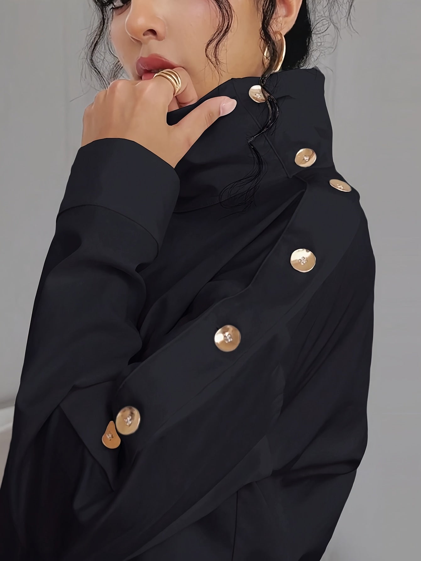 Bruna Aeppli by WL Boutique | Elegant Off-Shoulder High-Neck Blouse with Button Cuffs