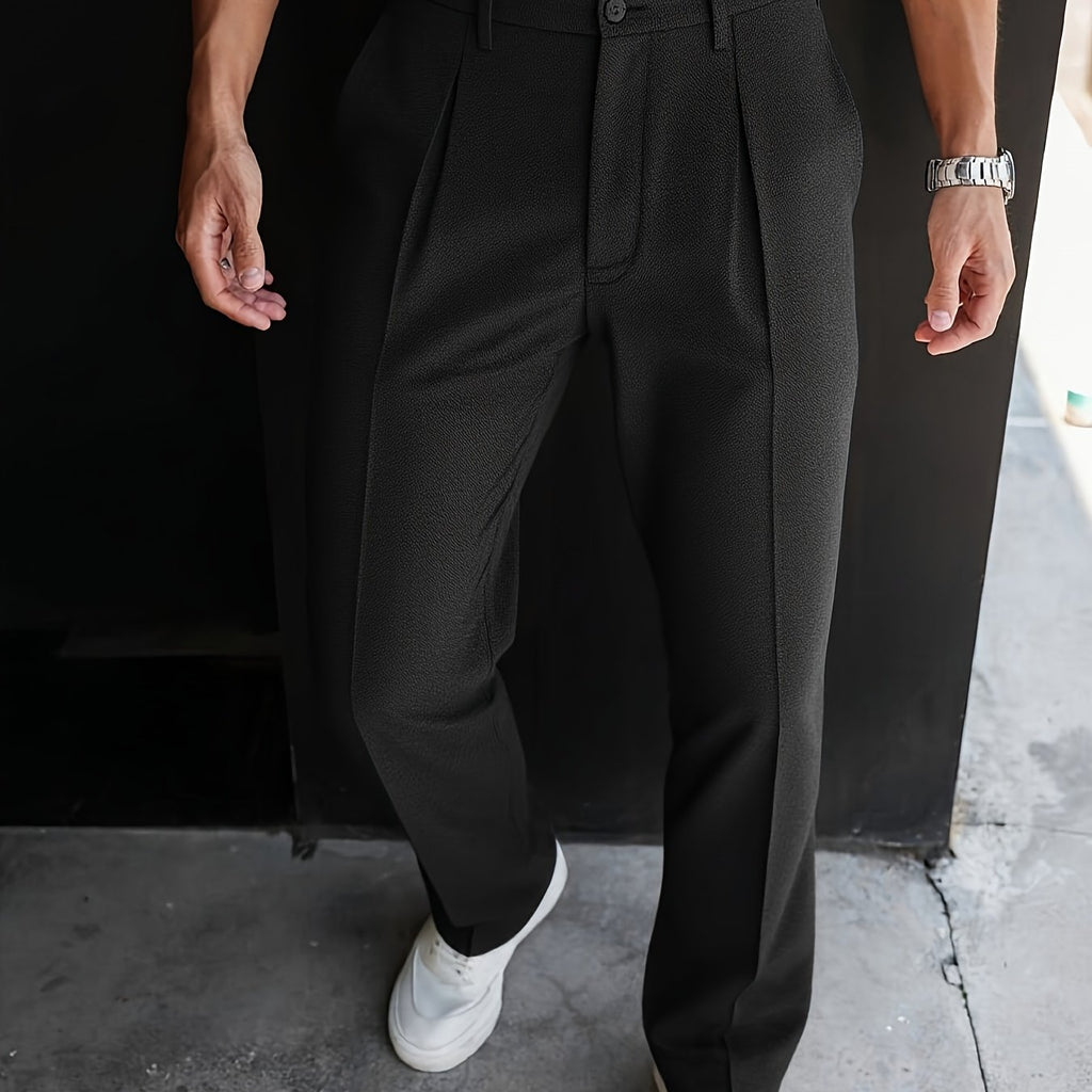WL Boutique | Men’s Elegant Tapered Wide-Leg Trousers – Classic Black Formal Pants