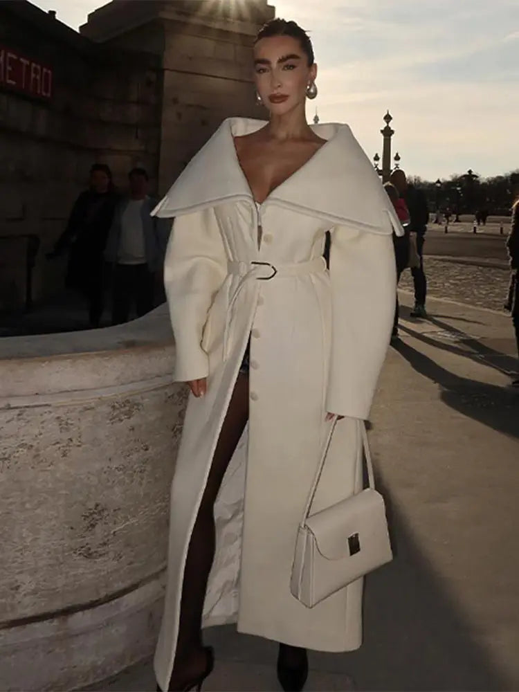 Bruna Aeppli by WL Boutique | Elegant Wool Long Coat – Sculpted Warmth &amp; Refined Winter Sophistication