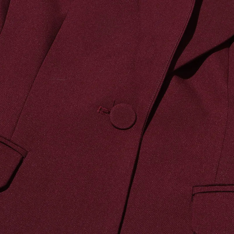 Bruna Aeppli by WL Boutique | Burgundy V-Neck Blazer with Scarf Detail – Refined Power &amp; Timeless Style