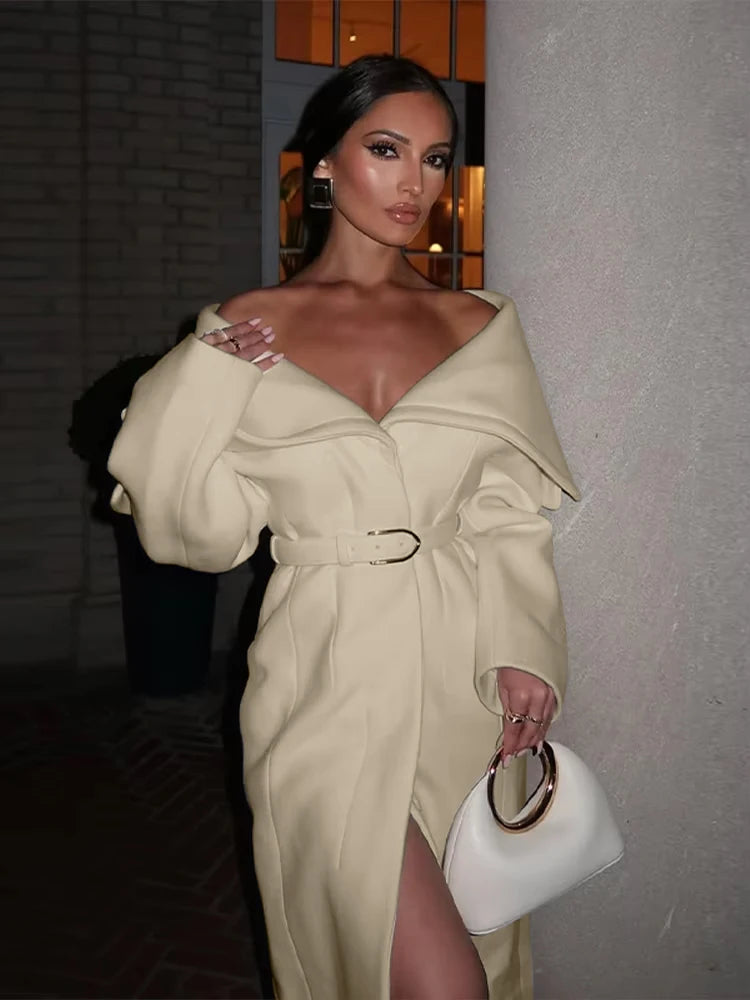 Bruna Aeppli by WL Boutique | Elegant Wool Long Coat – Sculpted Warmth &amp; Refined Winter Sophistication