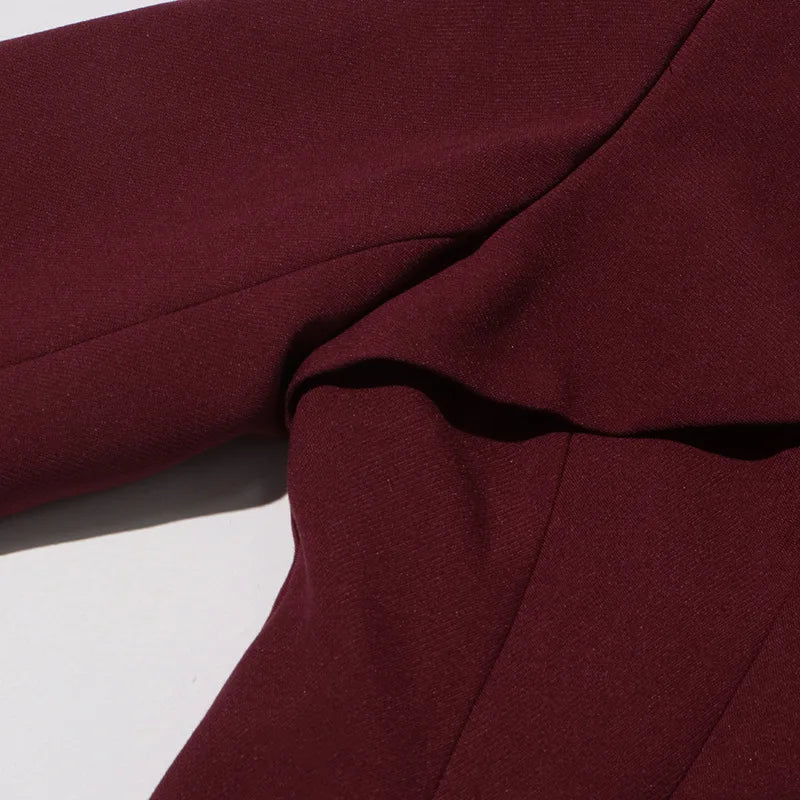 Bruna Aeppli by WL Boutique | Burgundy V-Neck Blazer with Scarf Detail – Refined Power &amp; Timeless Style