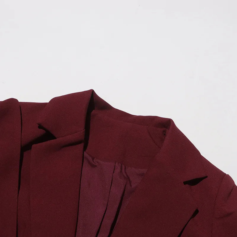 Bruna Aeppli by WL Boutique | Burgundy V-Neck Blazer with Scarf Detail – Refined Power &amp; Timeless Style