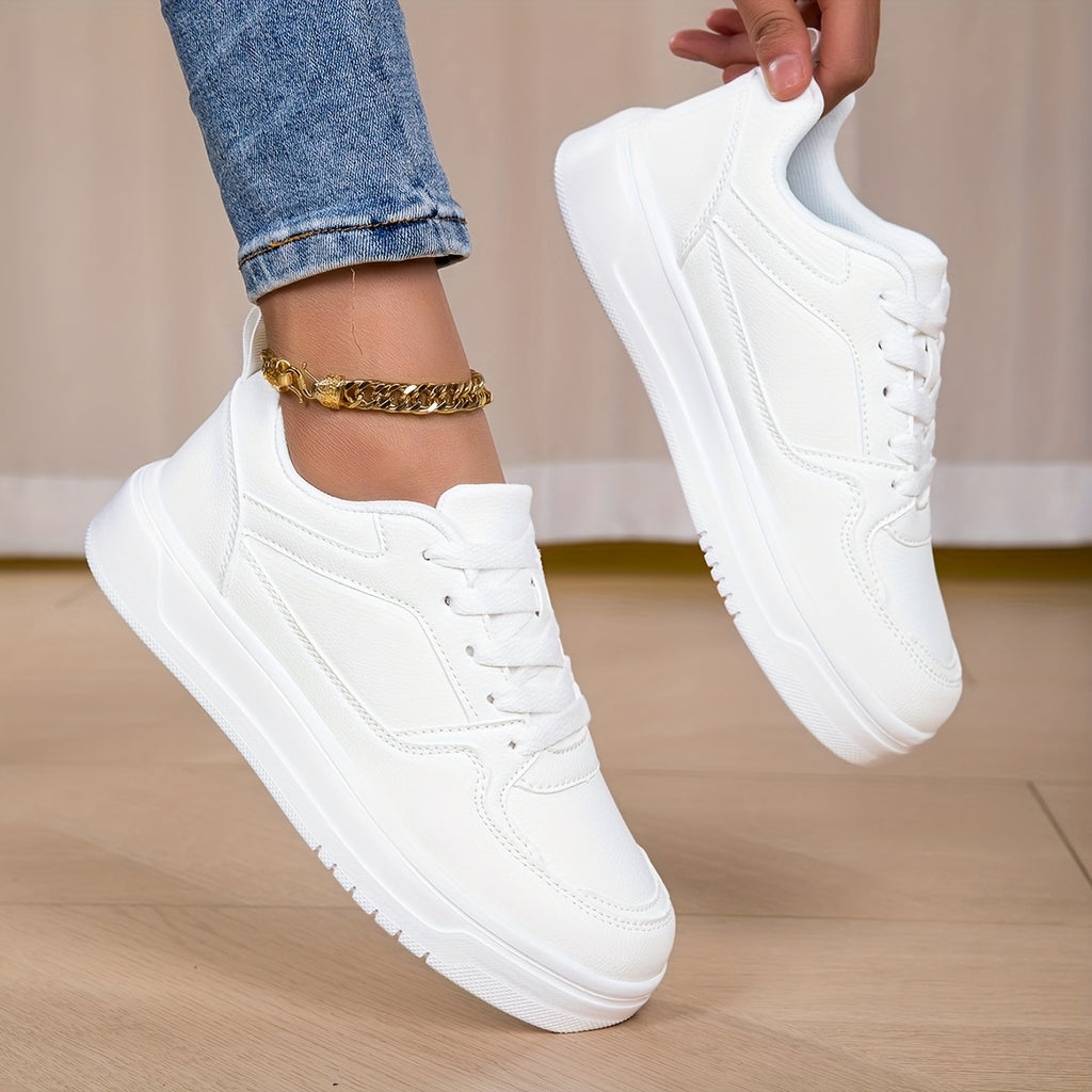WL Boutique | White Platform Sneakers with Golden Ankle Strap