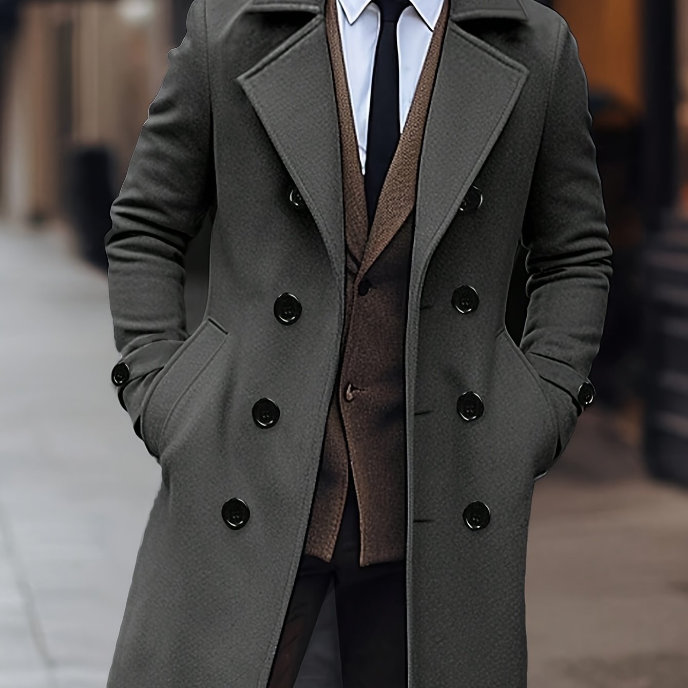 WL Boutique Men | Elegant Black Double-Breasted Winter Coat