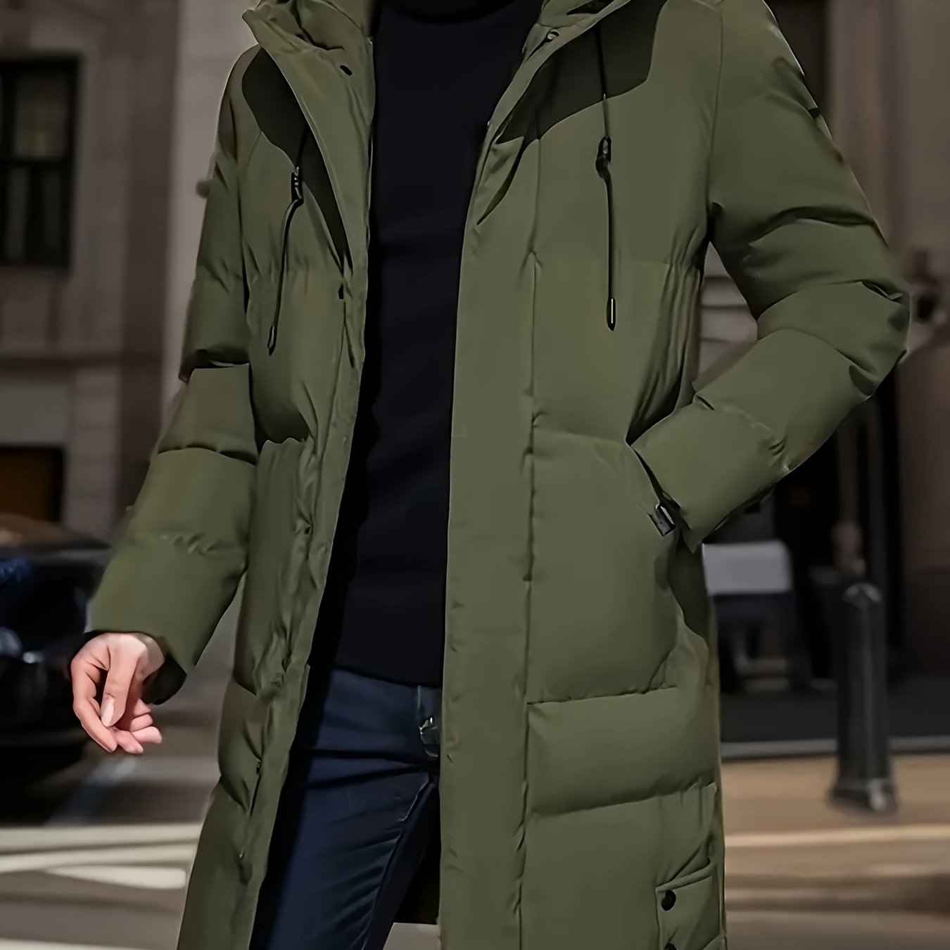 WL Boutique | Men’s Winter Hooded Padded Coat – Warm &amp; Sleek Mid-Length Jacket
