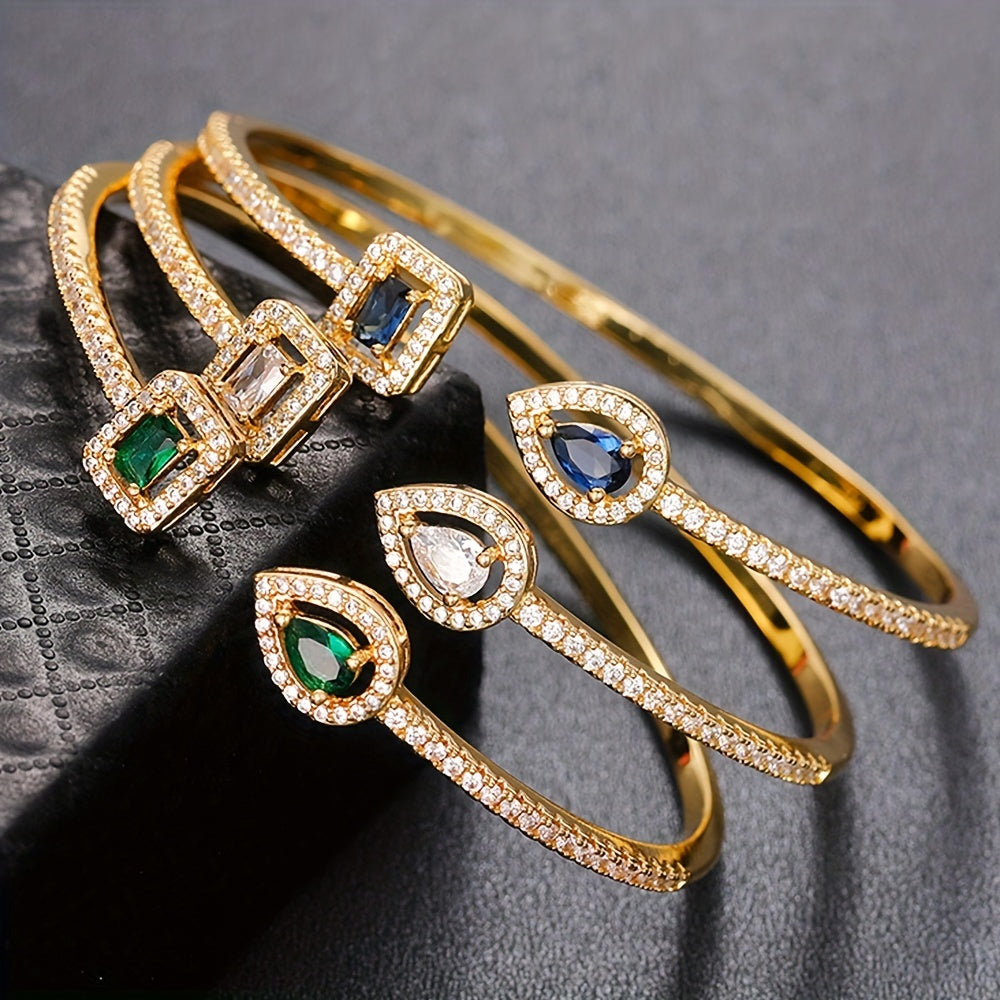 WL Boutique | Elegant Geometric Cuff Bracelet with Cubic Zirconia
