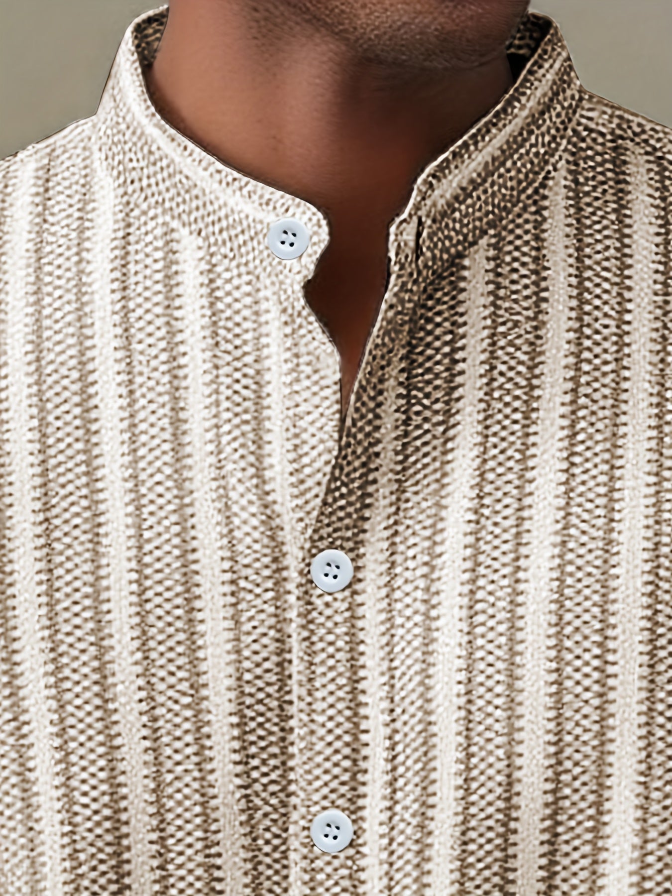 WL Boutique | Men’s Casual Striped Long-Sleeve Shirt – Classic Stand Collar Design