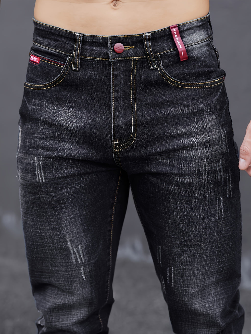 WL Boutique Men | Slim-Fit Light Wash Faux Denim with Embroidered Detail