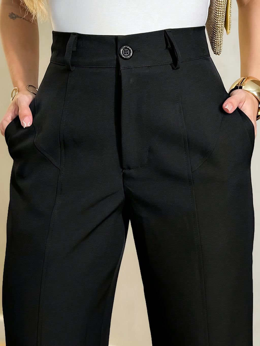 Classic Black Straight-Leg Pants