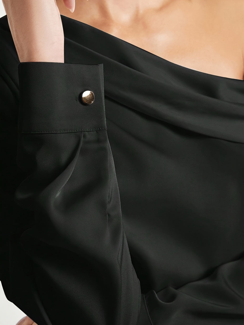 Bruna Aeppli by WL Boutique | Asymmetrical Pleated Satin Shirt – Effortless Urban Elegance