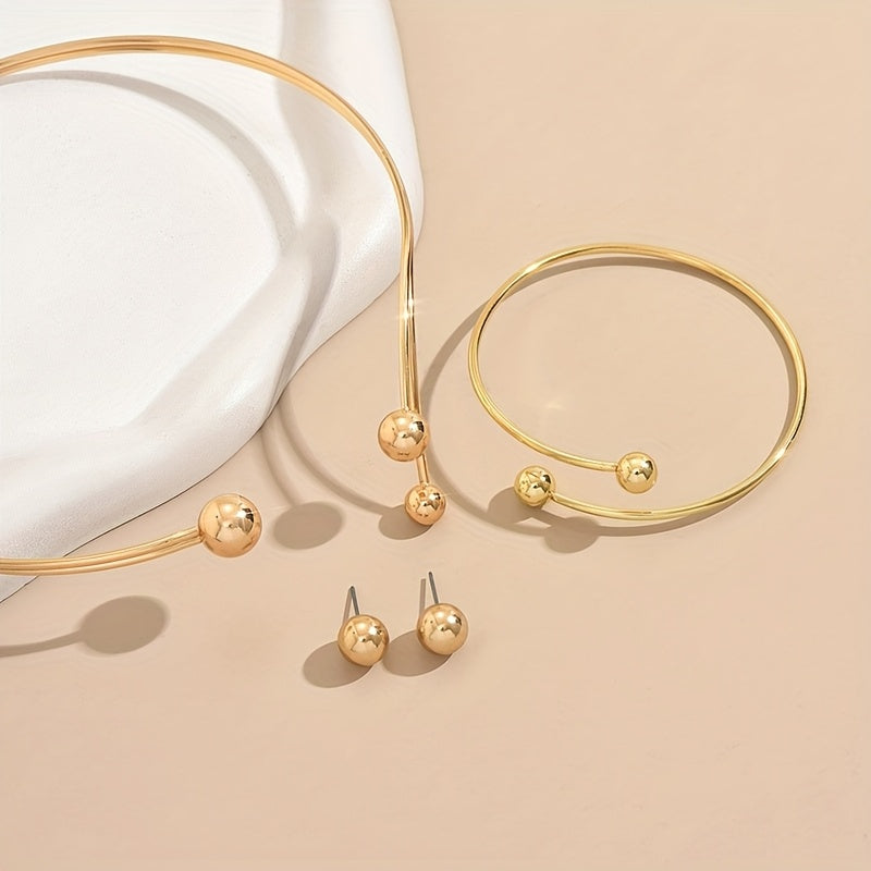WL Boutique | 4-Piece Geometric Jewelry Set — Earrings, Bracelet &amp; Choker
