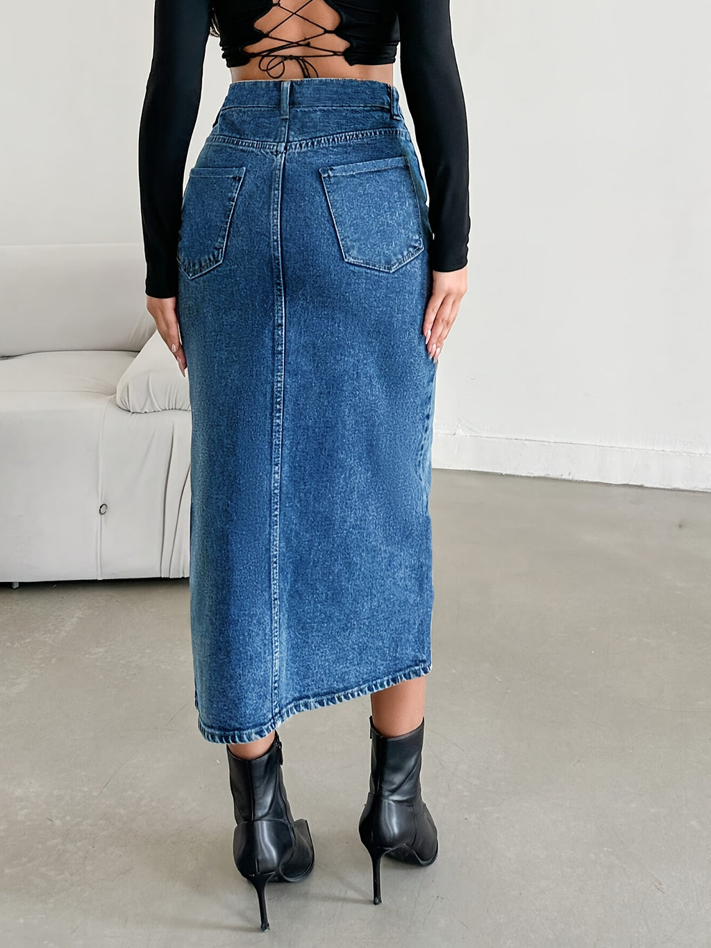 WL Boutique | Asymmetrical Denim Half Skirt