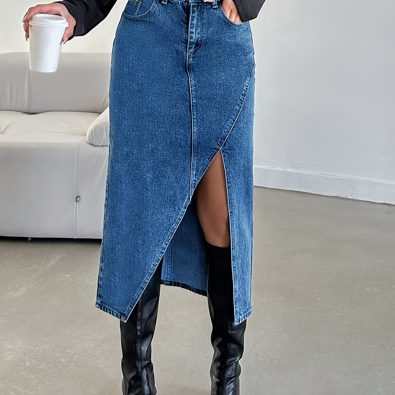 WL Boutique | Asymmetrical Denim Half Skirt