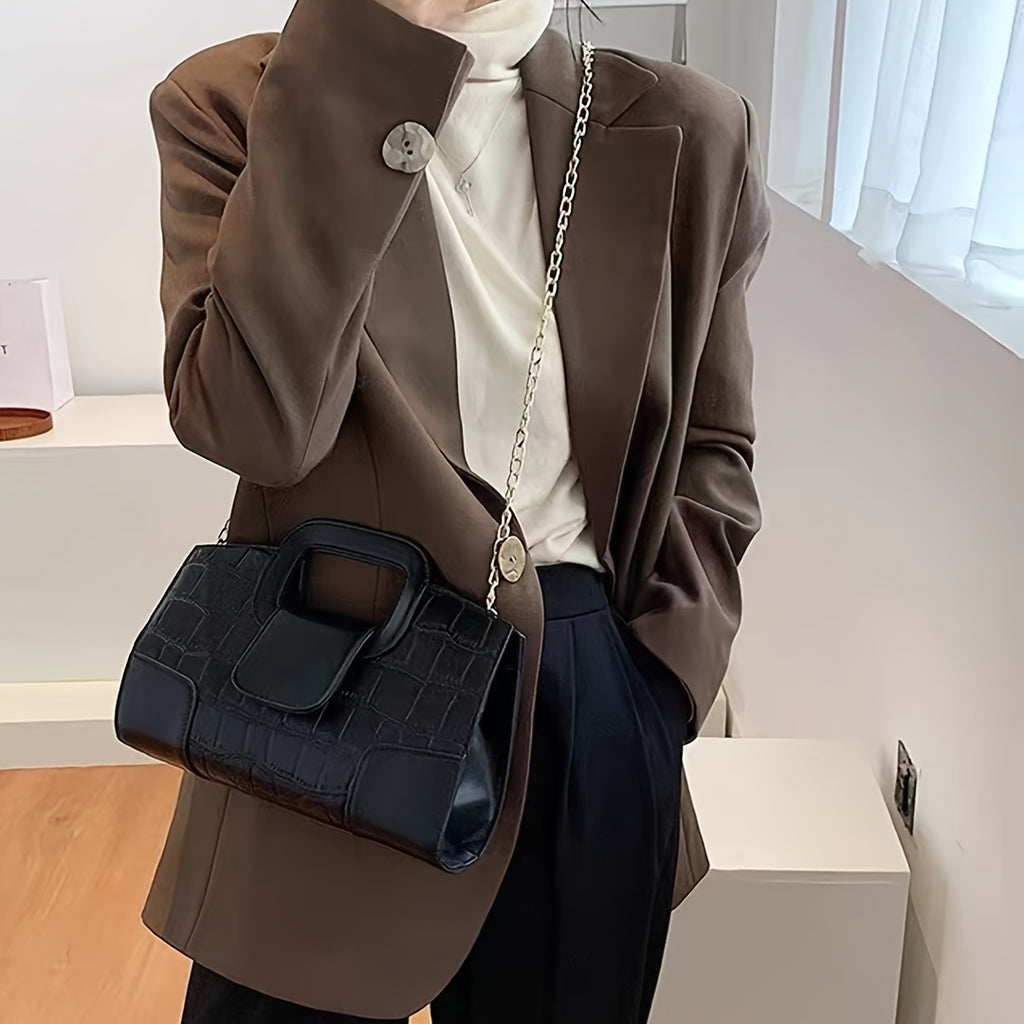 WL Boutique | Crocodile-Pattern Shoulder &amp; Crossbody Bag – Timeless Brown Elegance