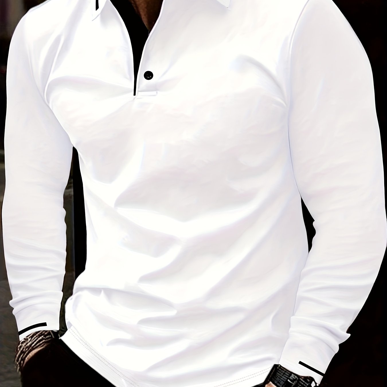 WL Boutique Men | Classic White Long-Sleeve Polo Shirt