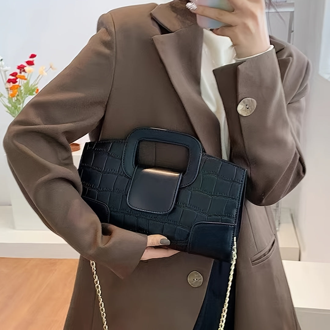 WL Boutique | Crocodile-Pattern Shoulder &amp; Crossbody Bag – Timeless Brown Elegance