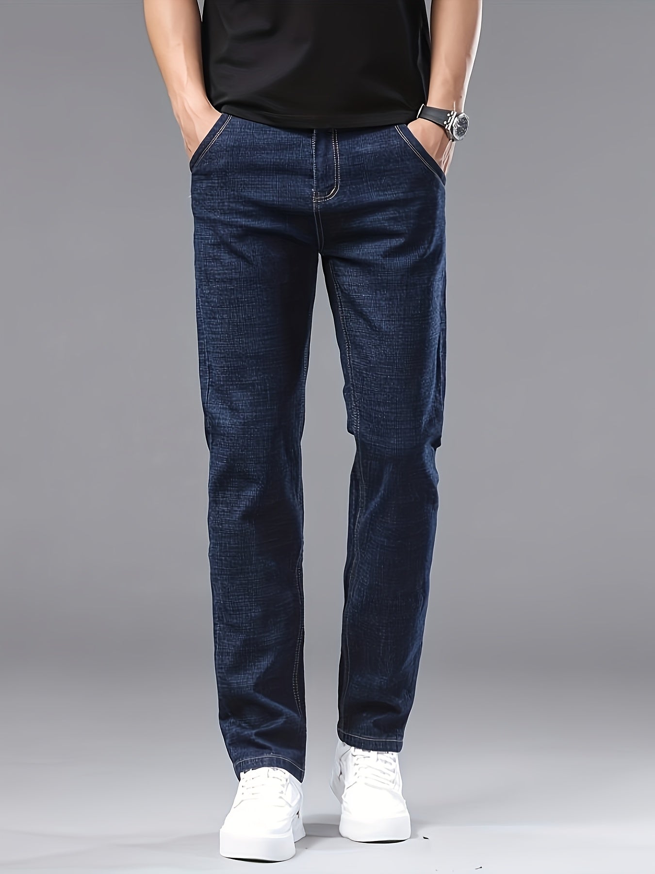 WL Boutique | Men’s Slim-Fit Stretch Denim Jeans – Dark Blue Business Casual