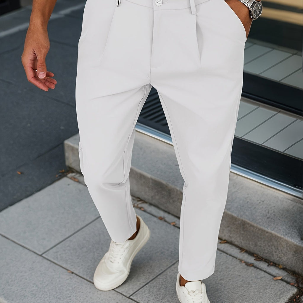 WL Boutique Men | Beige Pleated Business Casual Trousers