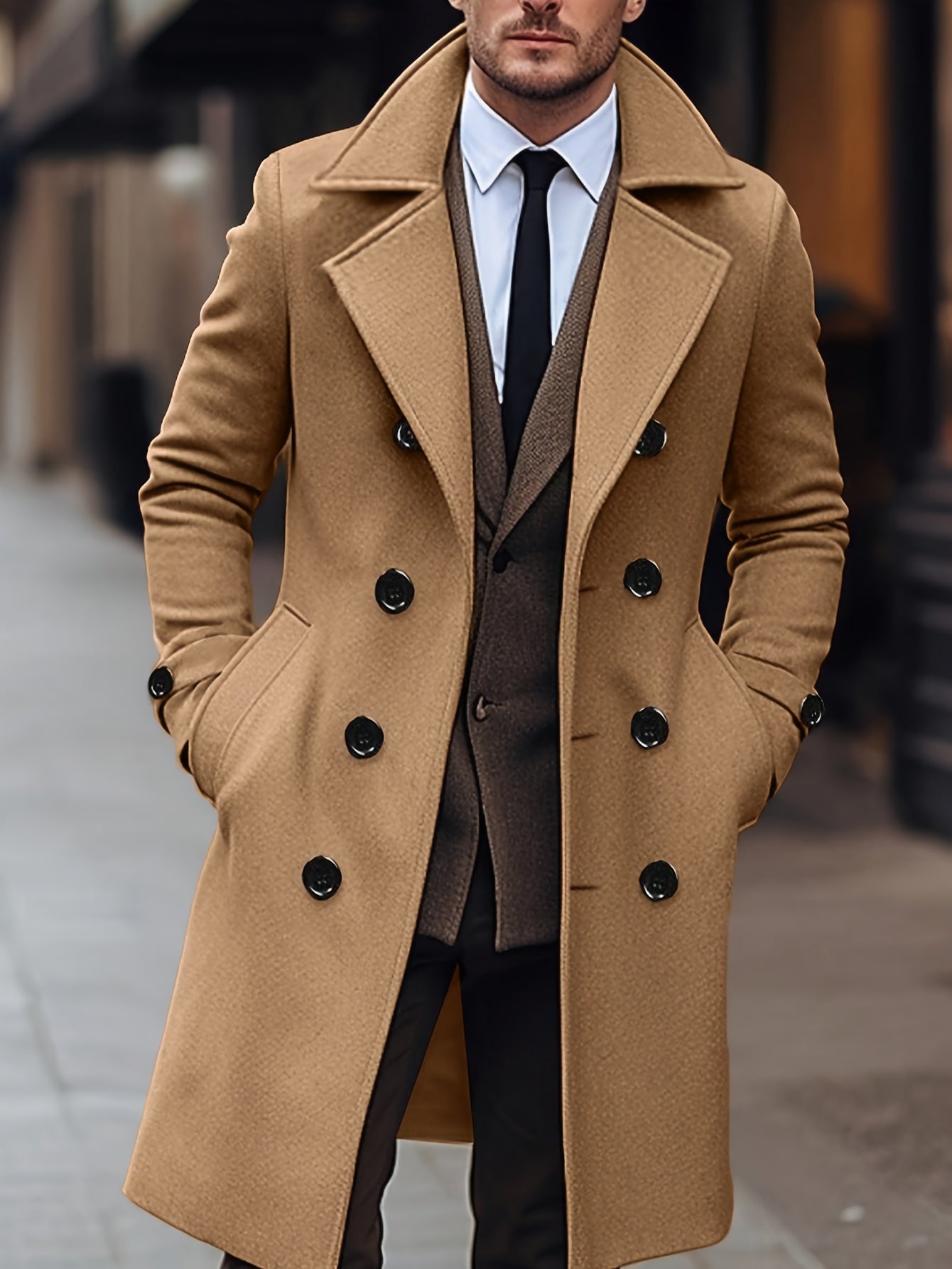 WL Boutique Men | Elegant Black Double-Breasted Winter Coat