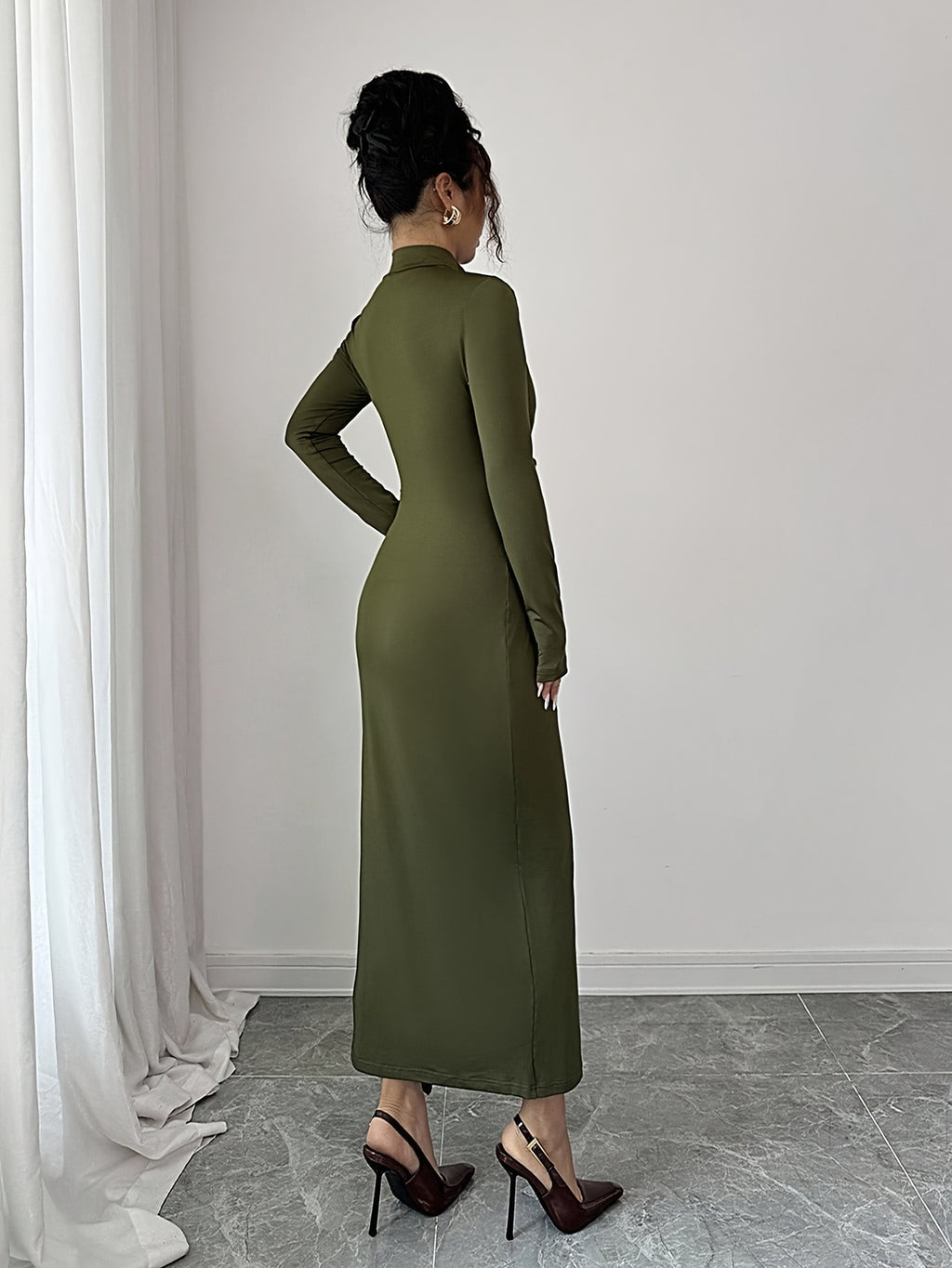 WL Boutique | Elegant Olive Green Winter Mermaid Dress