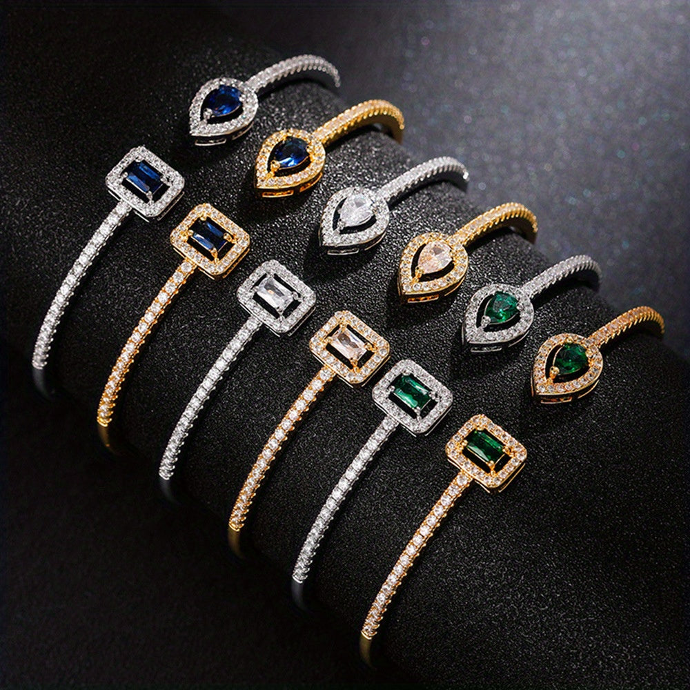 WL Boutique | Elegant Geometric Cuff Bracelet with Cubic Zirconia