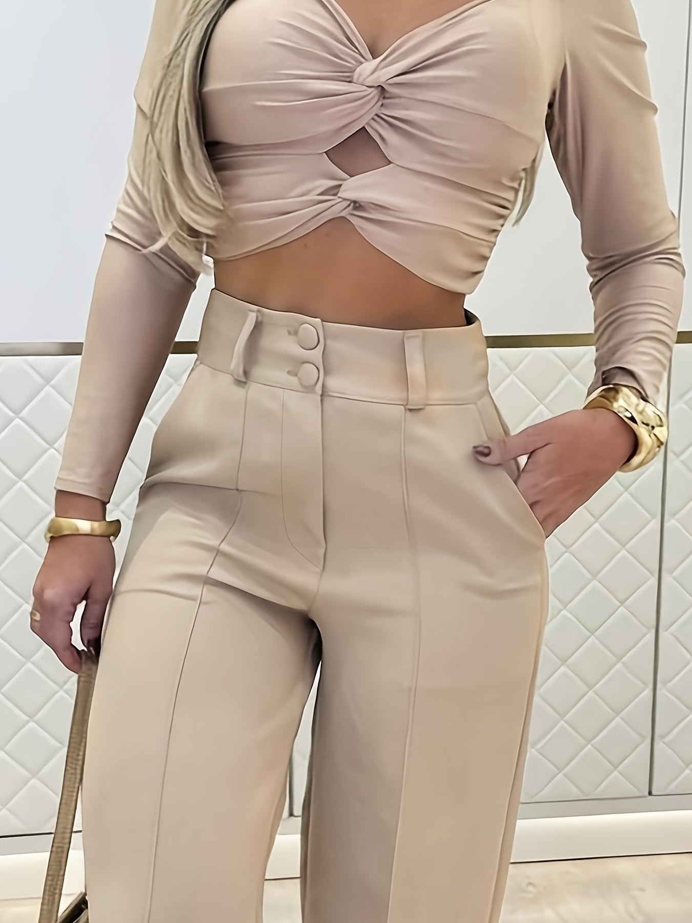 Elegant Wide-Leg Double-Breasted Trousers