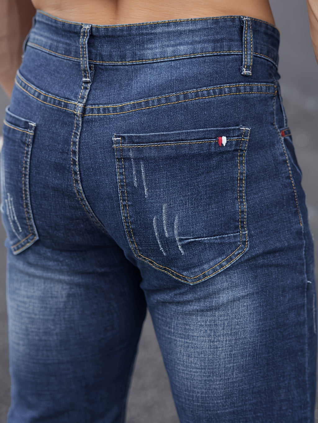 WL Boutique Men | Slim-Fit Light Wash Faux Denim with Embroidered Detail