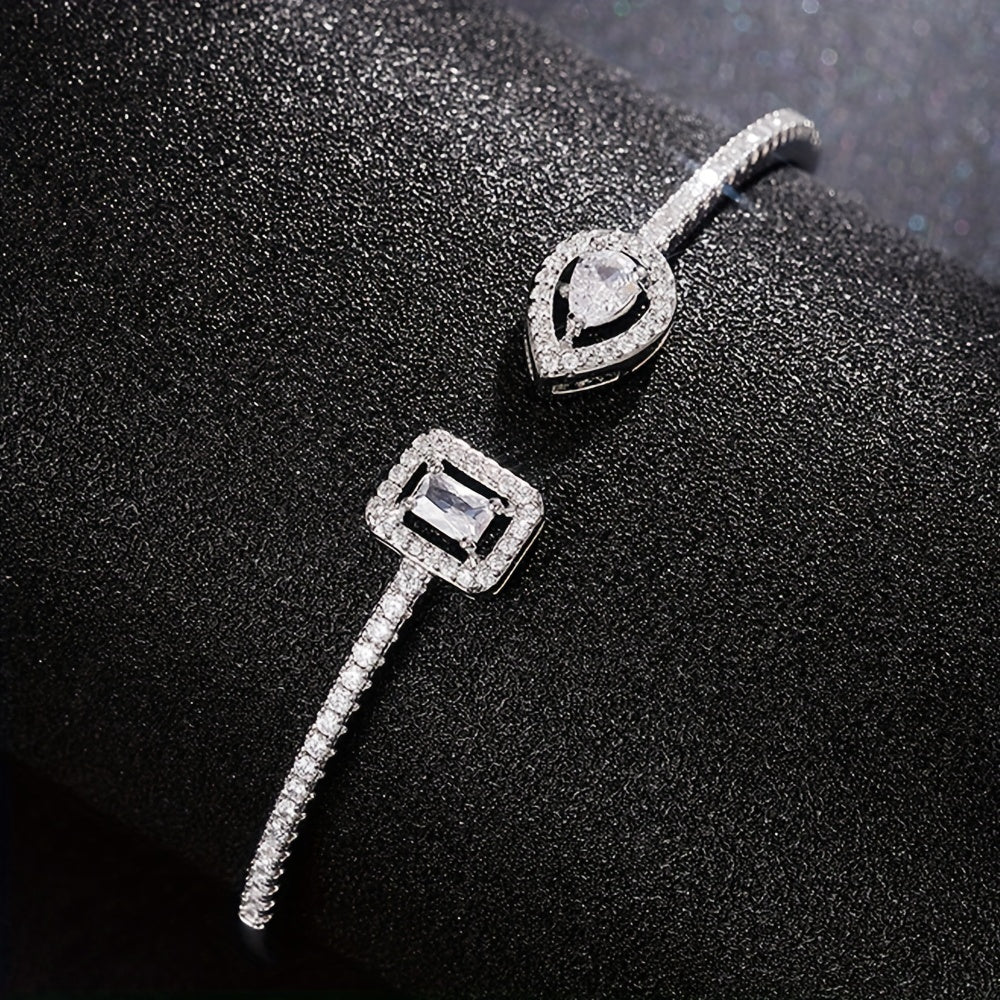 WL Boutique | Elegant Geometric Cuff Bracelet with Cubic Zirconia
