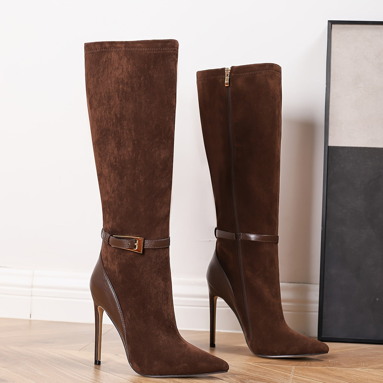 WL Boutique | Elegant Brown Knee-High Stiletto Boots