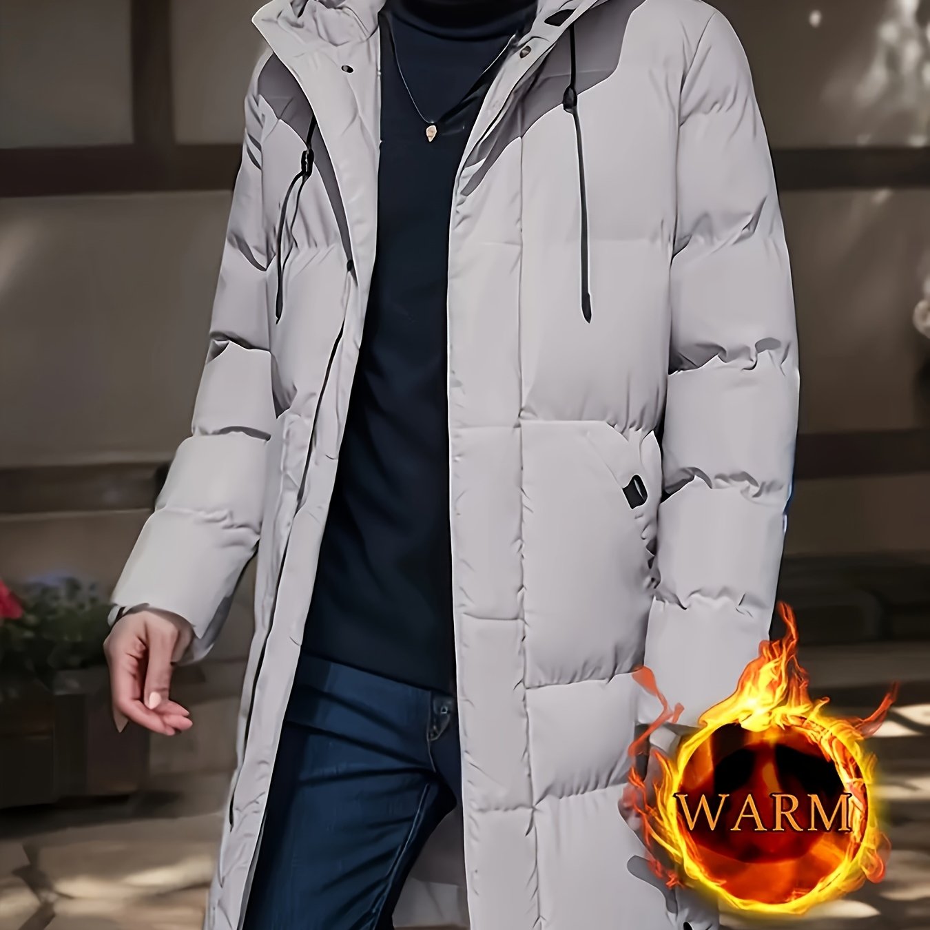 WL Boutique | Men’s Winter Hooded Padded Coat – Warm &amp; Sleek Mid-Length Jacket