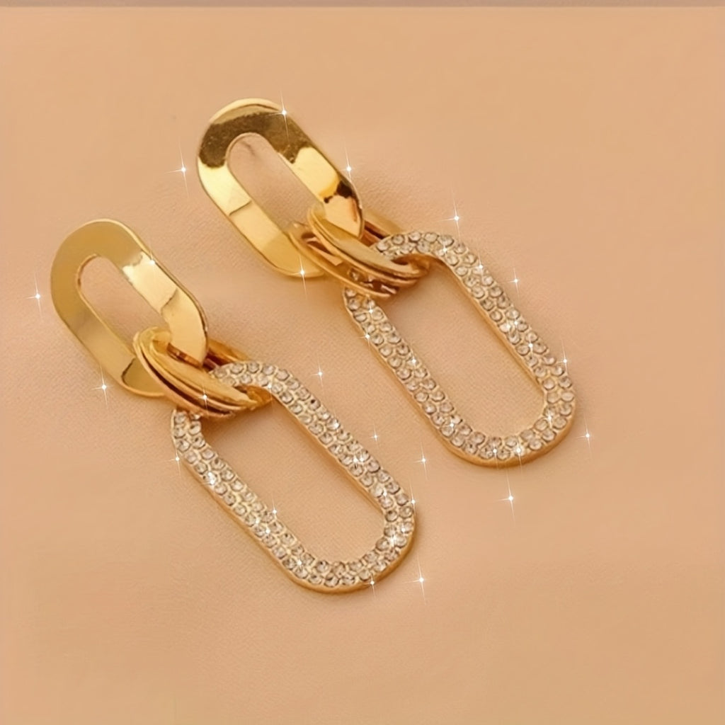 WL Boutique | Minimalist Geometric Drop Earrings with Sparkling Hoops