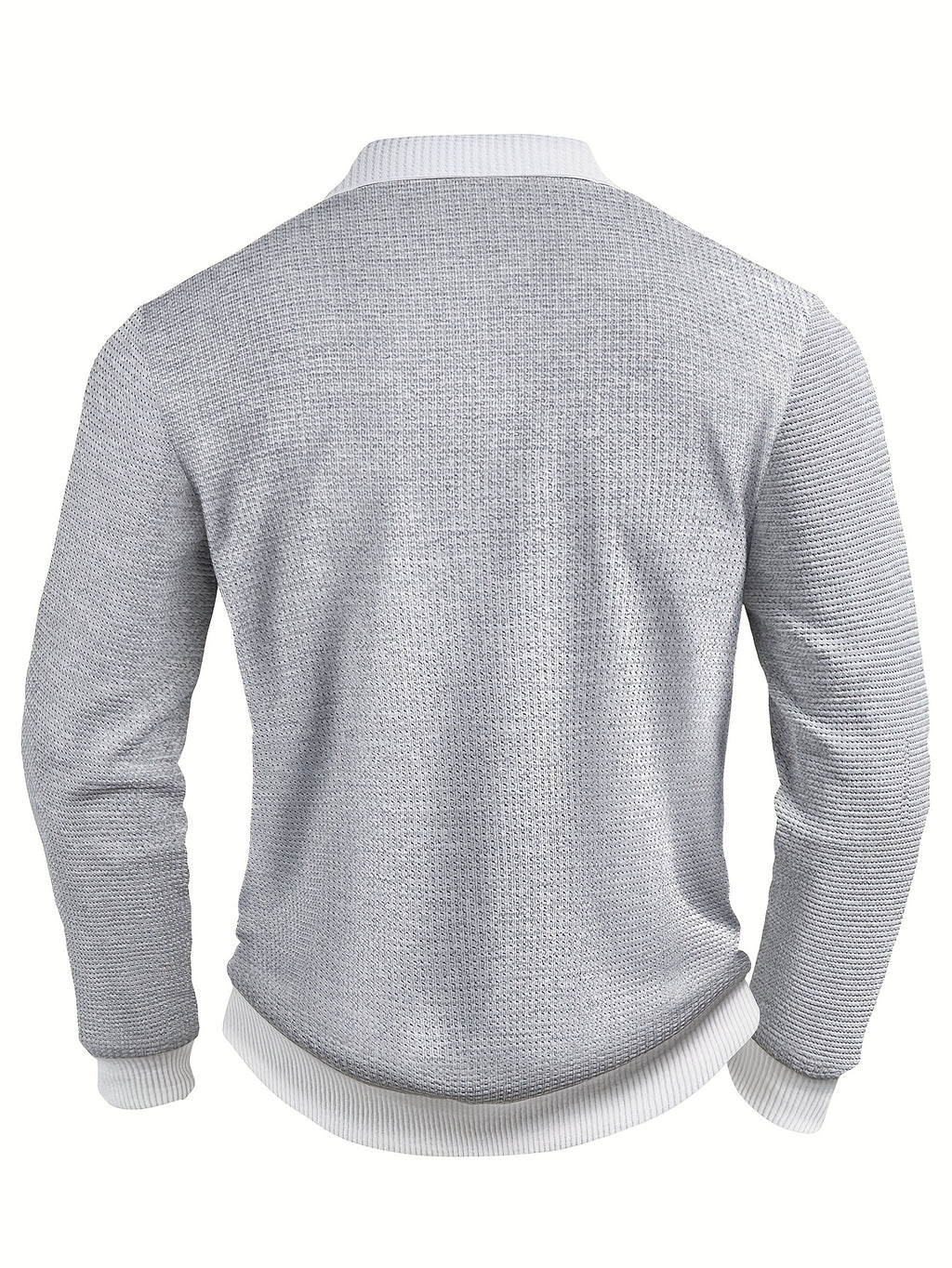 WL Boutique | Men’s Textured Waffle Knit Shirt – Contrast Collar &amp; Cuff Trim