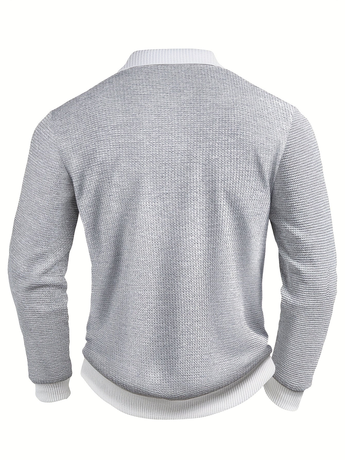WL Boutique | Men’s Textured Waffle Knit Shirt – Contrast Collar &amp; Cuff Trim