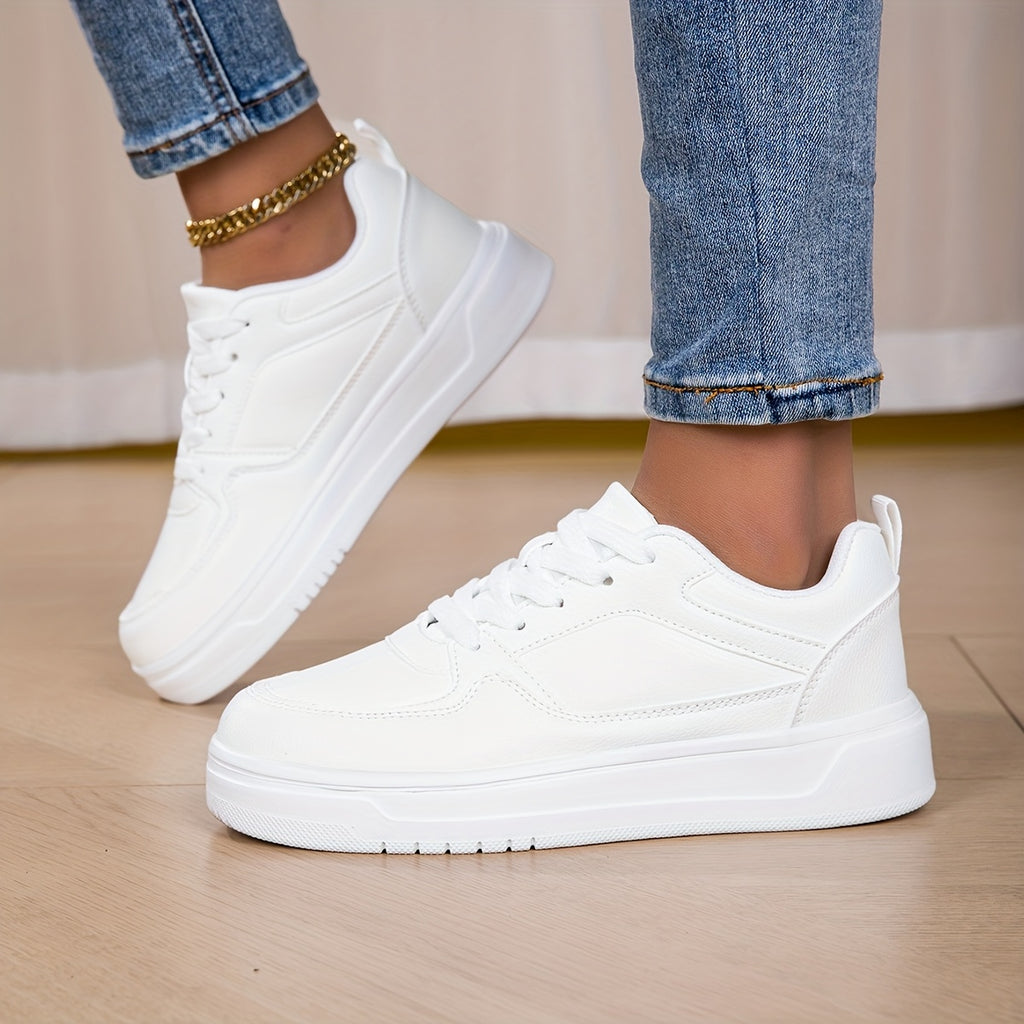 WL Boutique | White Platform Sneakers with Golden Ankle Strap