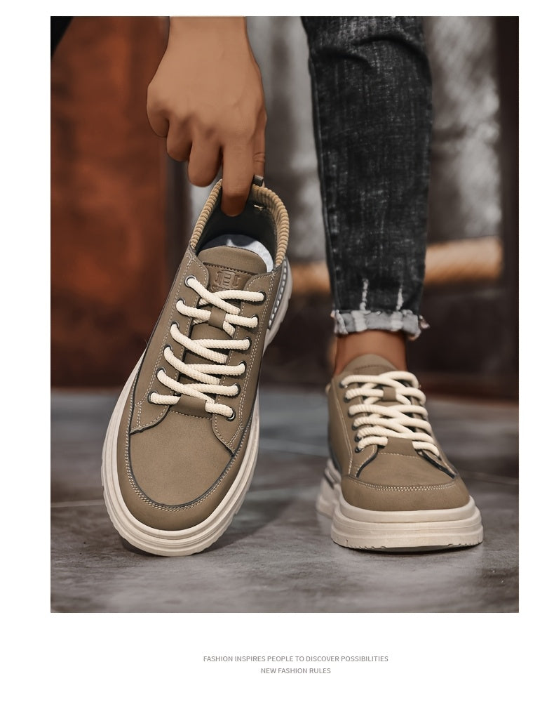WL Boutique Men | Retro Brown Low-Top Lace-Up Sneakers