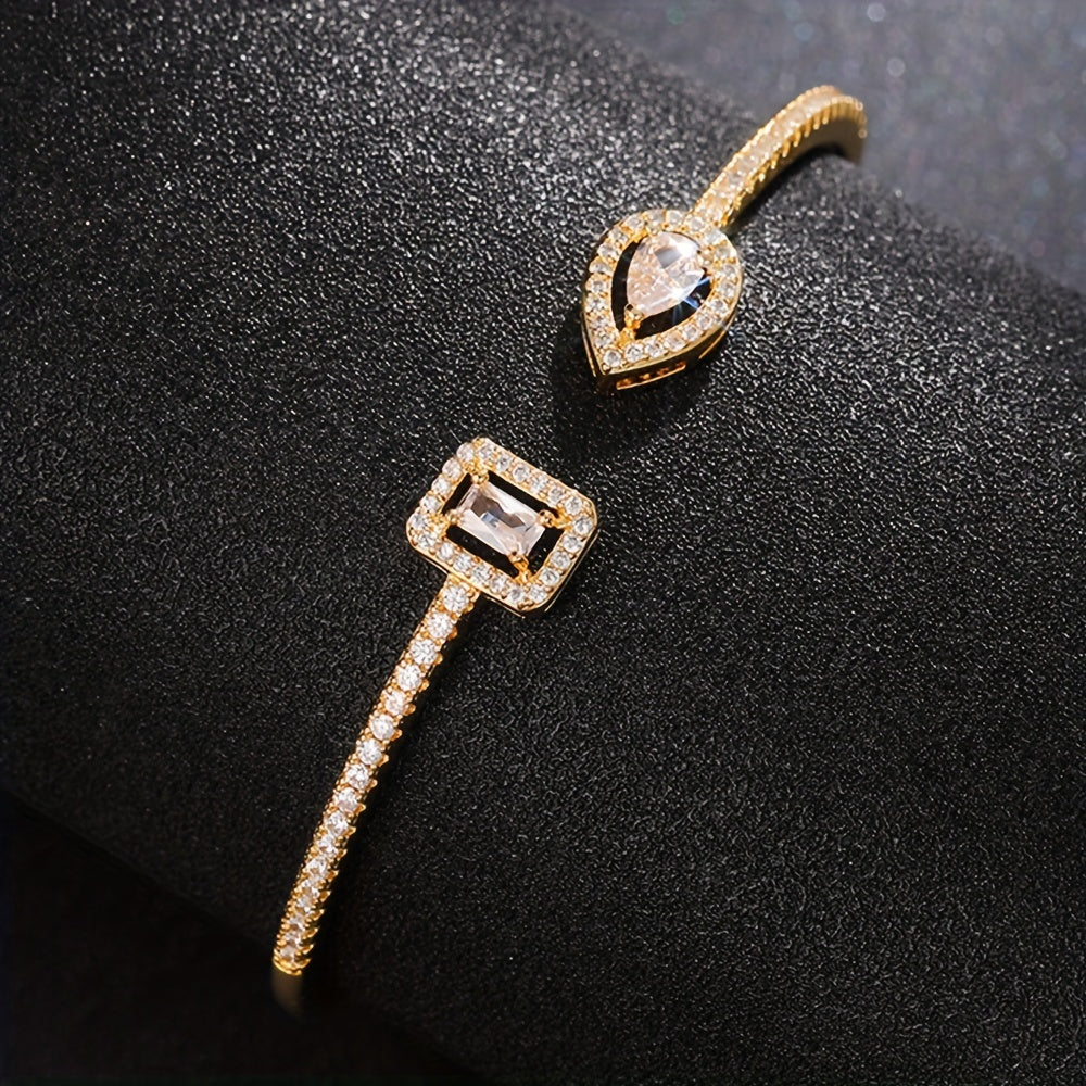 WL Boutique | Elegant Geometric Cuff Bracelet with Cubic Zirconia
