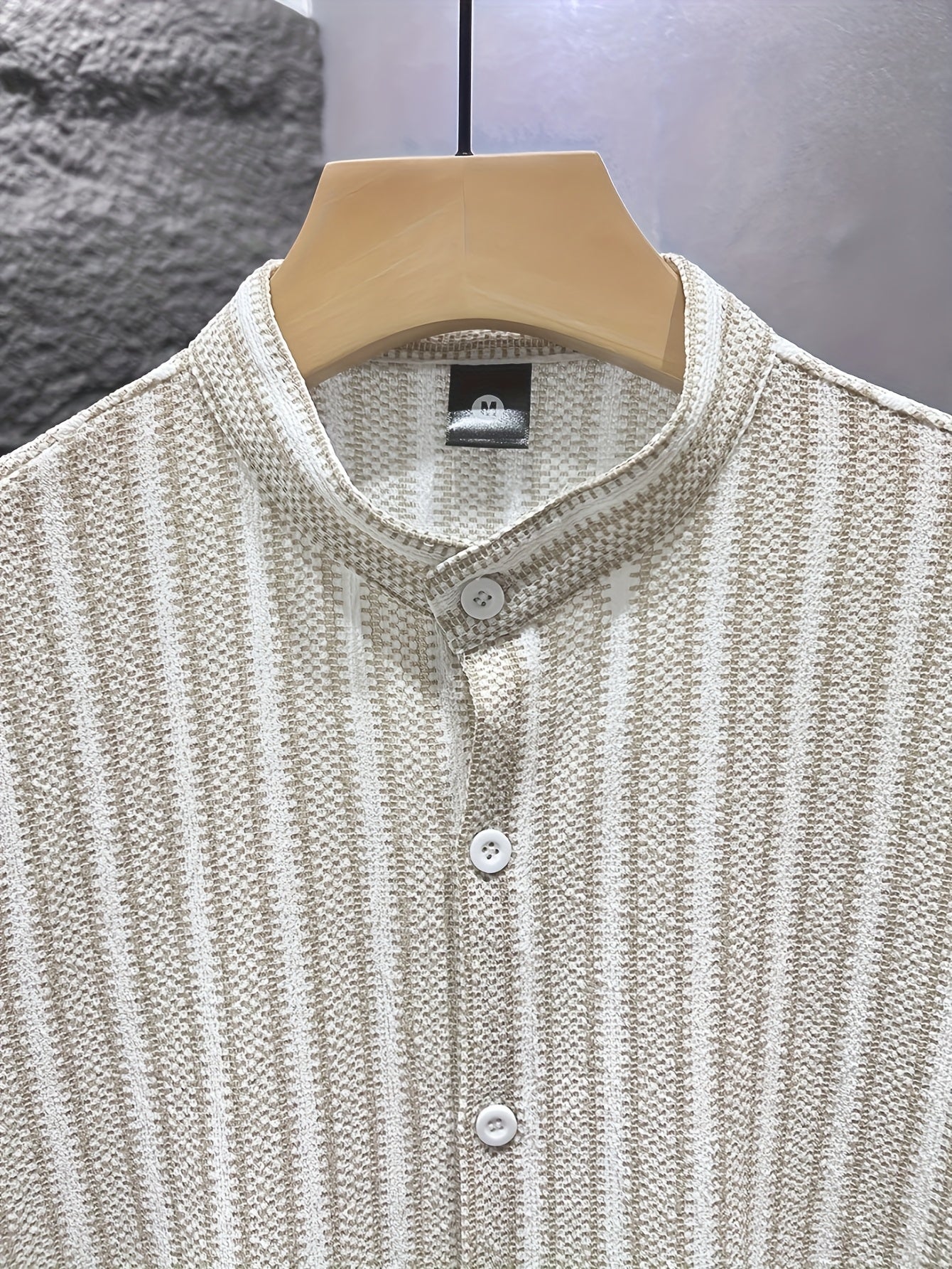 WL Boutique | Men’s Casual Striped Long-Sleeve Shirt – Classic Stand Collar Design