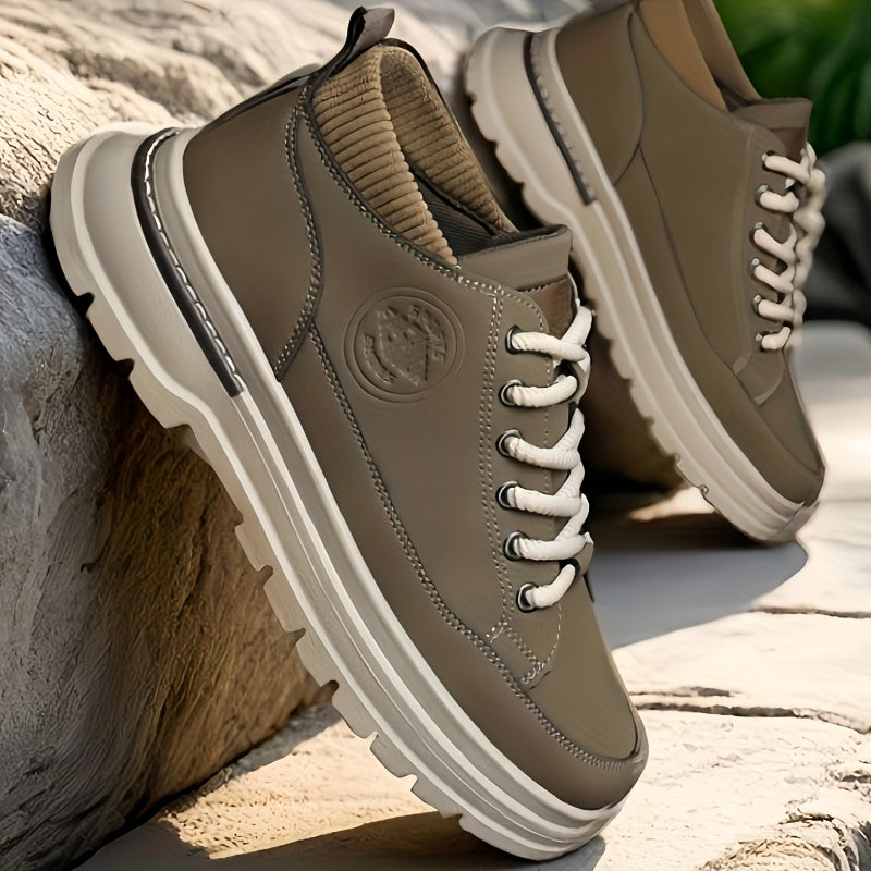 WL Boutique Men | Retro Brown Low-Top Lace-Up Sneakers