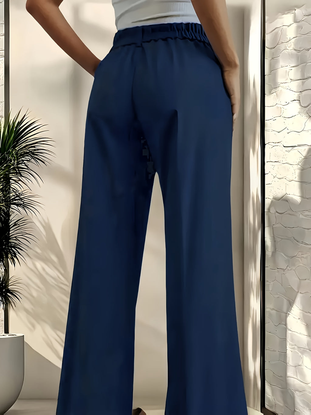 WL Boutique | Elegant Navy Blue Straight-Leg Tailored Pants