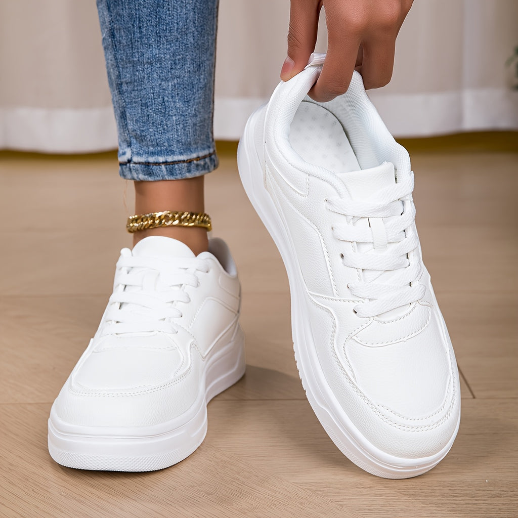 WL Boutique | White Platform Sneakers with Golden Ankle Strap