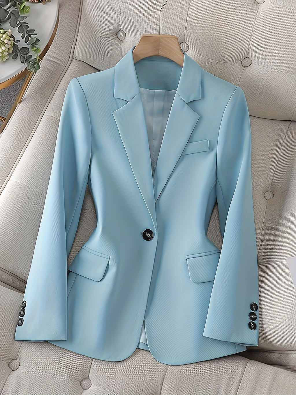 WL Boutique | Light Blue Single-Button Blazer