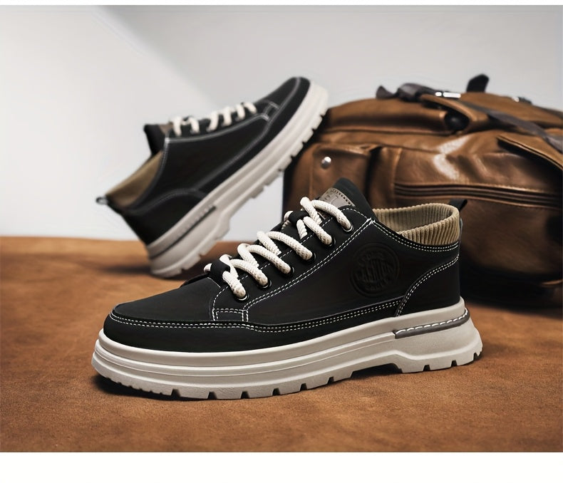 WL Boutique Men | Retro Brown Low-Top Lace-Up Sneakers