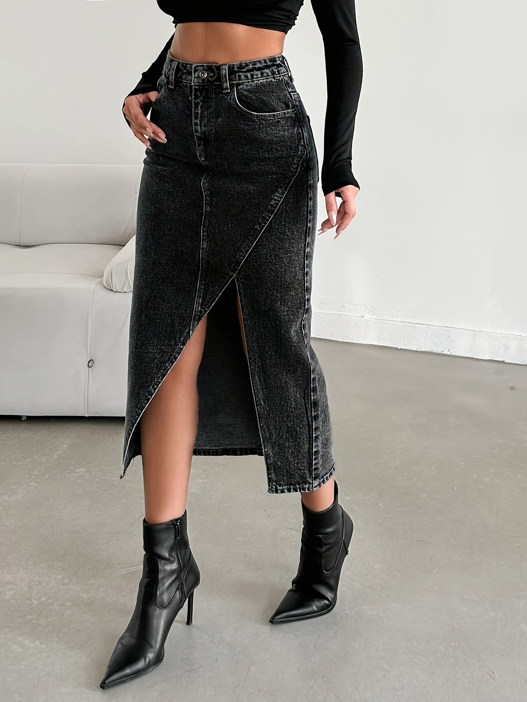 WL Boutique | Asymmetrical Denim Half Skirt