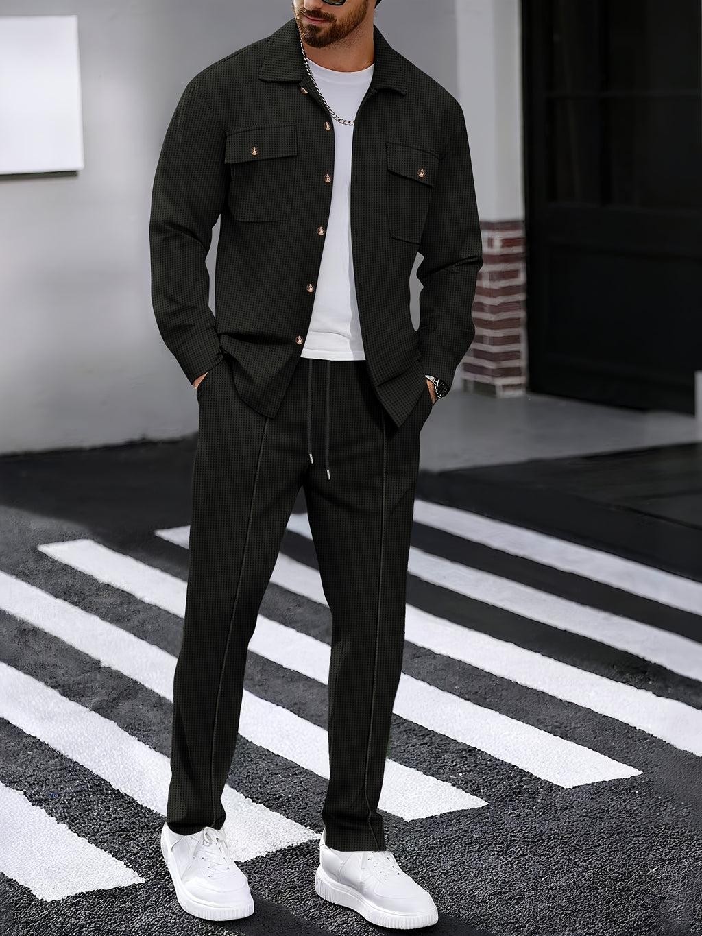 WL Boutique | Men’s Two-Piece Autumn/Winter Casual Set – Turn-Down Collar Shirt &amp; Trousers