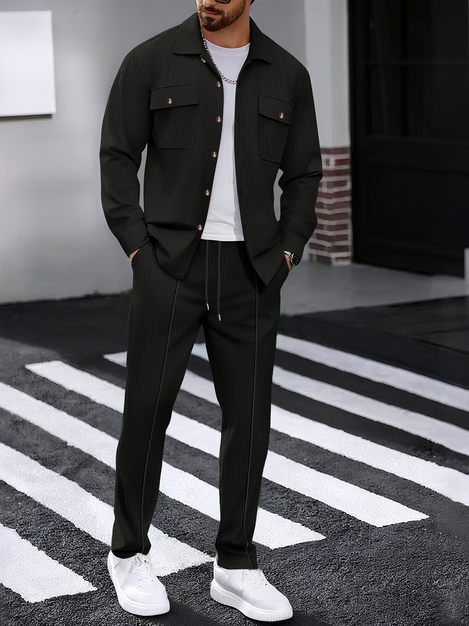 WL Boutique | Men’s Two-Piece Autumn/Winter Casual Set – Turn-Down Collar Shirt &amp; Trousers