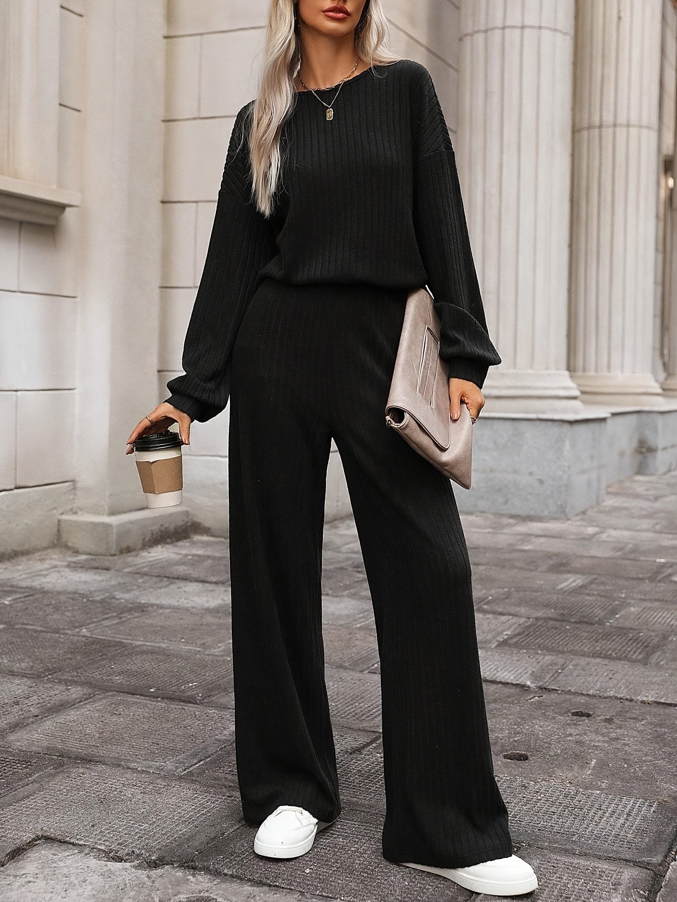 WL Boutique | Cozy Fleece-Lined Long-Sleeve Jumpsuit