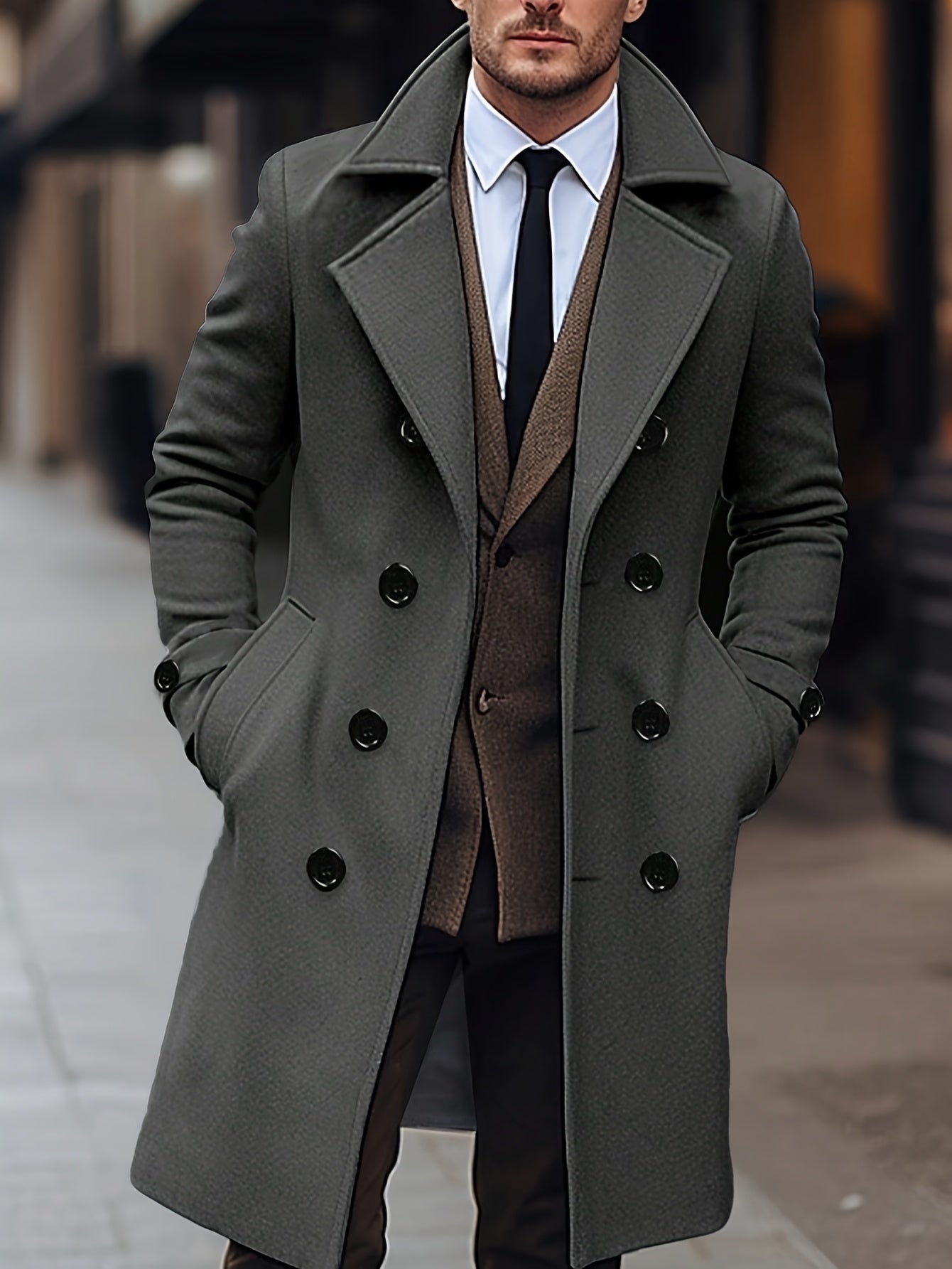 WL Boutique Men | Elegant Black Double-Breasted Winter Coat